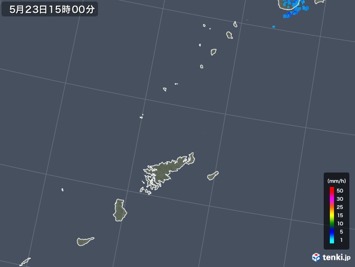 奄美諸島(鹿児島県)の雨雲レーダー(2018年05月23日)