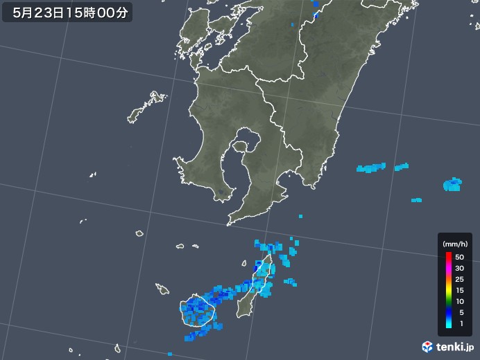 鹿児島県の雨雲レーダー(2018年05月23日)