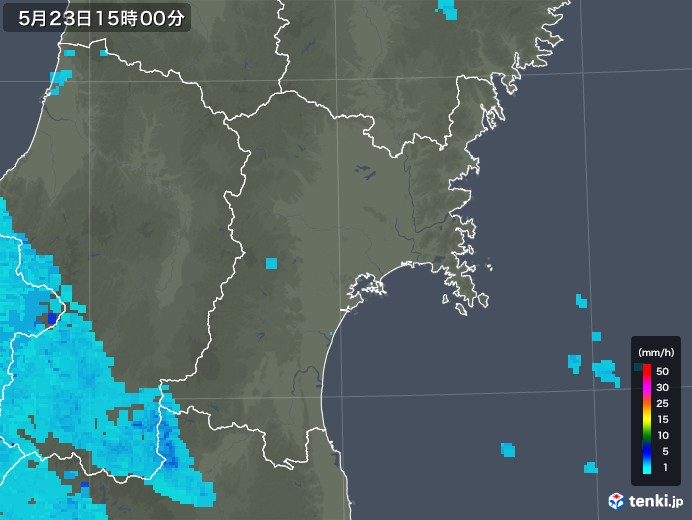 宮城県の雨雲レーダー(2018年05月23日)