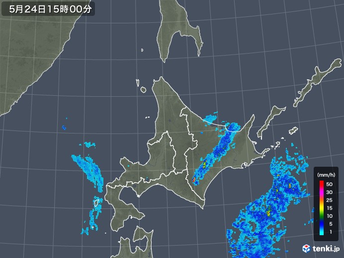 北海道地方の雨雲レーダー(2018年05月24日)