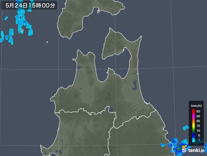 青森県の雨雲レーダー(2018年05月24日)