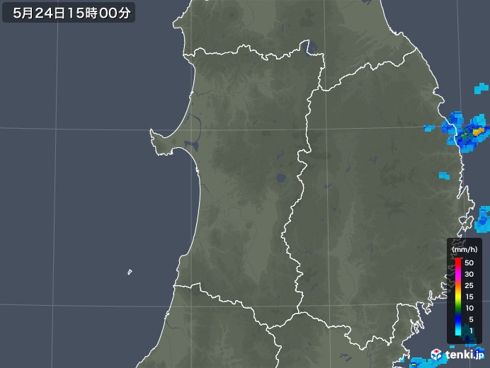秋田県の雨雲レーダー(2018年05月24日)