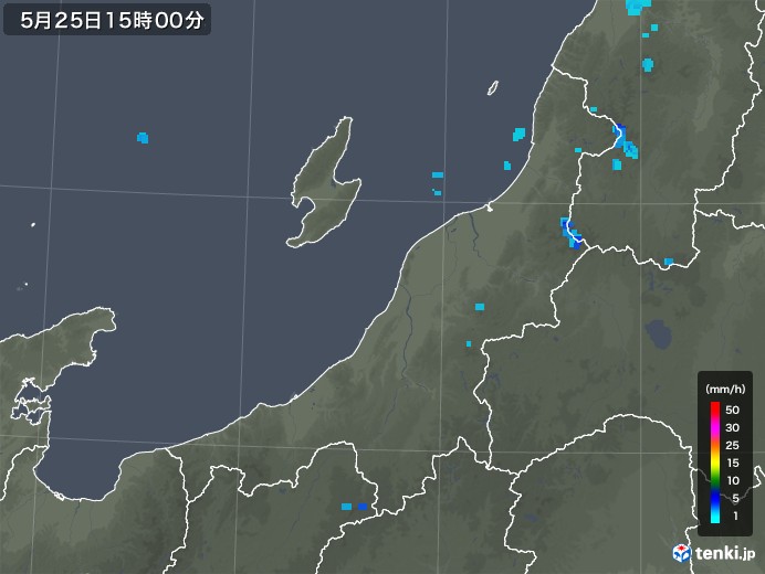 新潟県の雨雲レーダー(2018年05月25日)