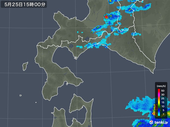 道南の雨雲レーダー(2018年05月25日)