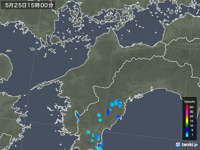 愛媛県の雨雲レーダー(2018年05月25日)