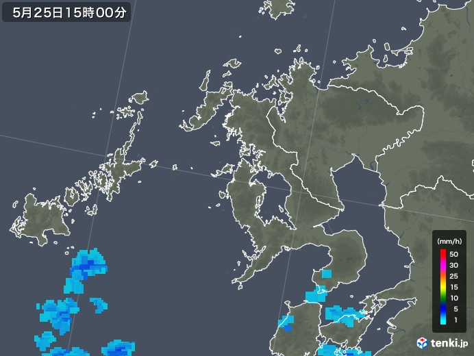 長崎県の雨雲レーダー(2018年05月25日)