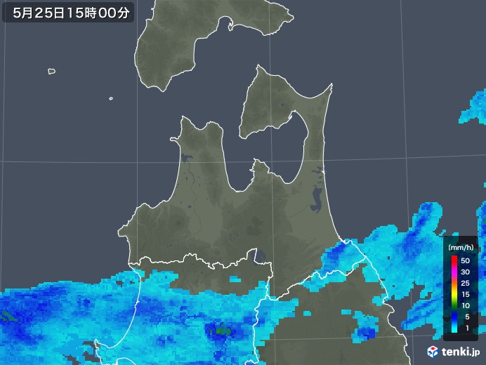 青森県の雨雲レーダー(2018年05月25日)