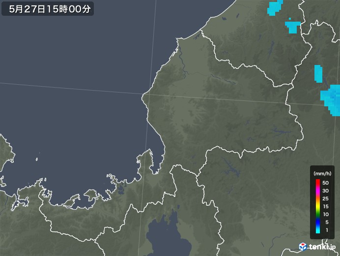 福井県の雨雲レーダー(2018年05月27日)