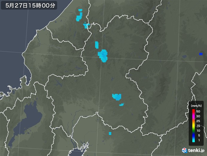 岐阜県の雨雲レーダー(2018年05月27日)