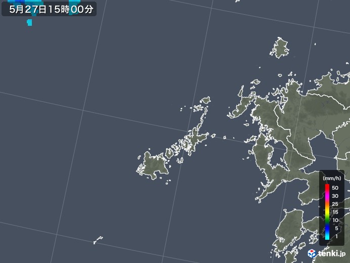 五島列島(長崎県)の雨雲レーダー(2018年05月27日)