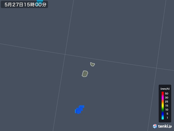 南大東島(沖縄県)の雨雲レーダー(2018年05月27日)