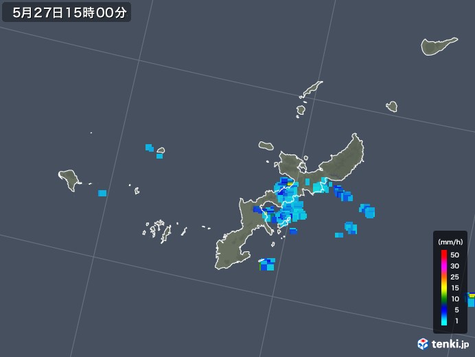 沖縄県の雨雲レーダー(2018年05月27日)