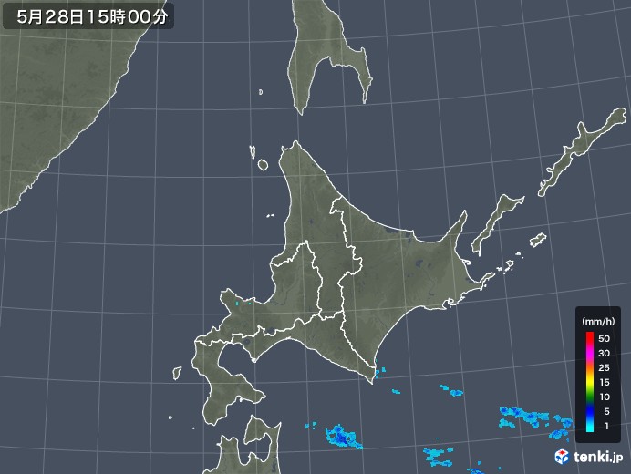 北海道地方の雨雲レーダー(2018年05月28日)