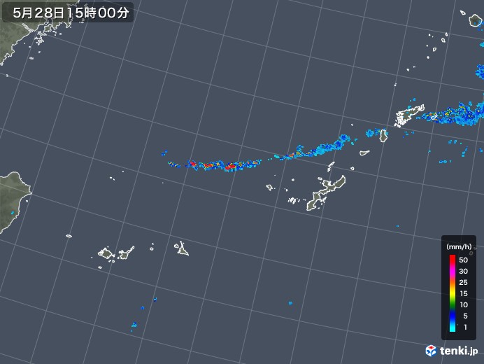 沖縄地方の雨雲レーダー(2018年05月28日)