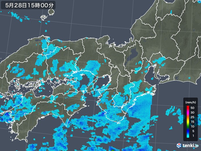 近畿地方の雨雲レーダー(2018年05月28日)
