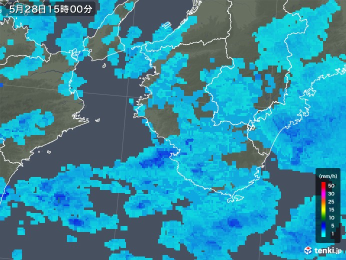 和歌山県の雨雲レーダー(2018年05月28日)