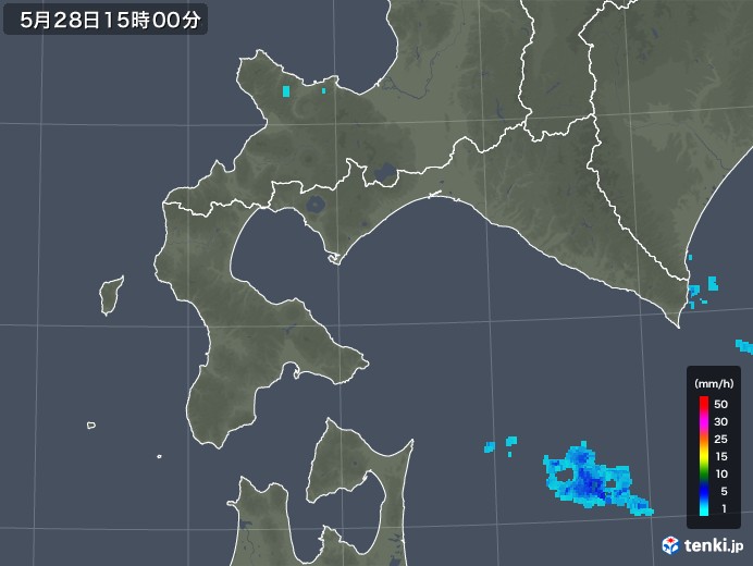 道南の雨雲レーダー(2018年05月28日)