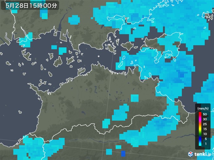 香川県の雨雲レーダー(2018年05月28日)