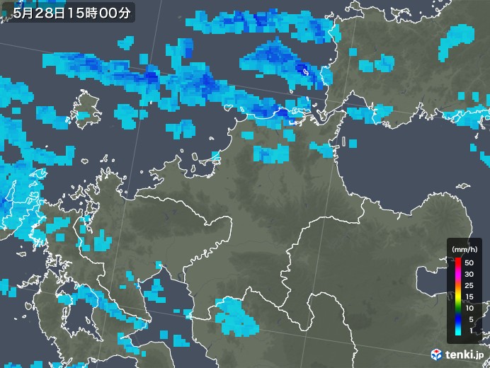 福岡県の雨雲レーダー(2018年05月28日)