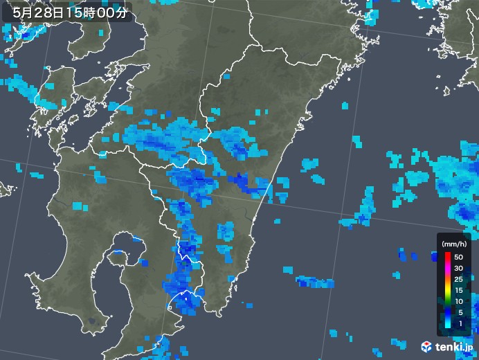 宮崎県の雨雲レーダー(2018年05月28日)