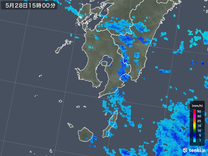 鹿児島県の雨雲レーダー(2018年05月28日)