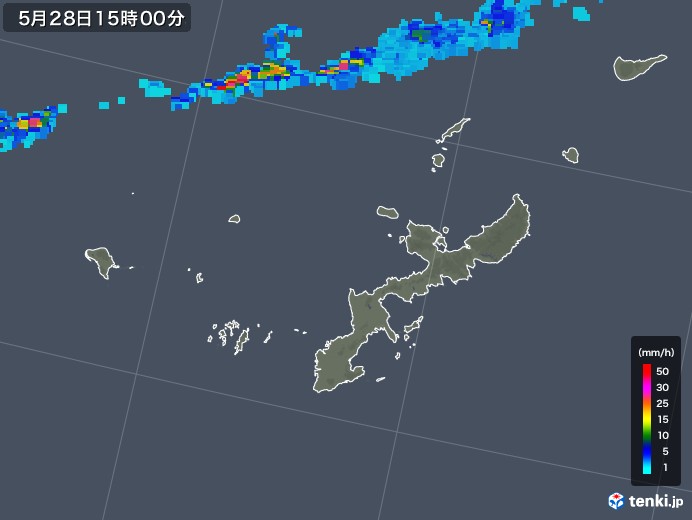 沖縄県の雨雲レーダー(2018年05月28日)