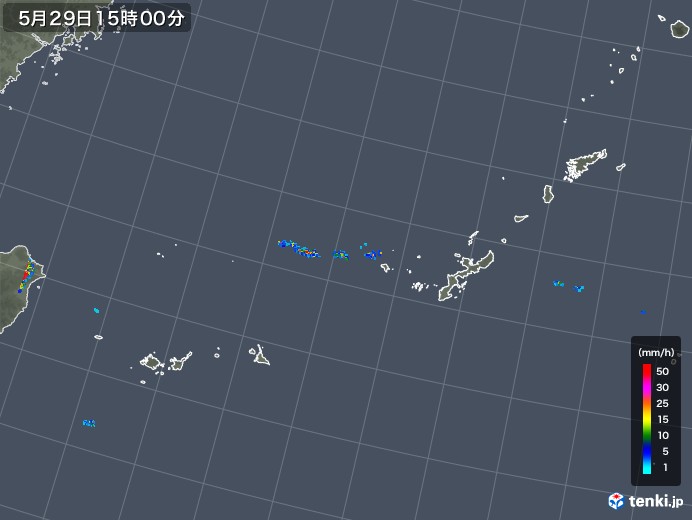 沖縄地方の雨雲レーダー(2018年05月29日)