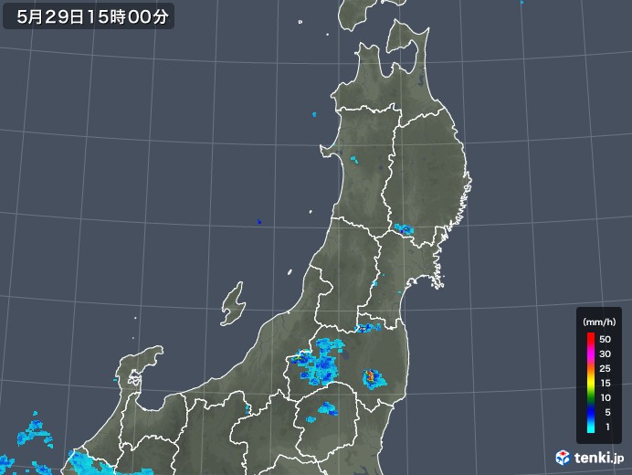 東北地方の雨雲レーダー(2018年05月29日)