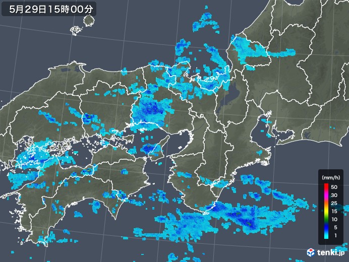 近畿地方の雨雲レーダー(2018年05月29日)
