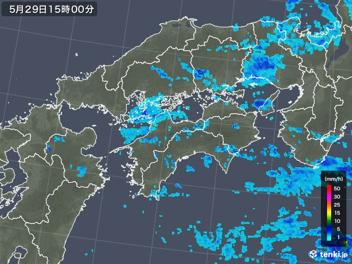 四国地方の雨雲レーダー(2018年05月29日)