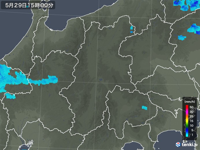 長野県の雨雲レーダー(2018年05月29日)