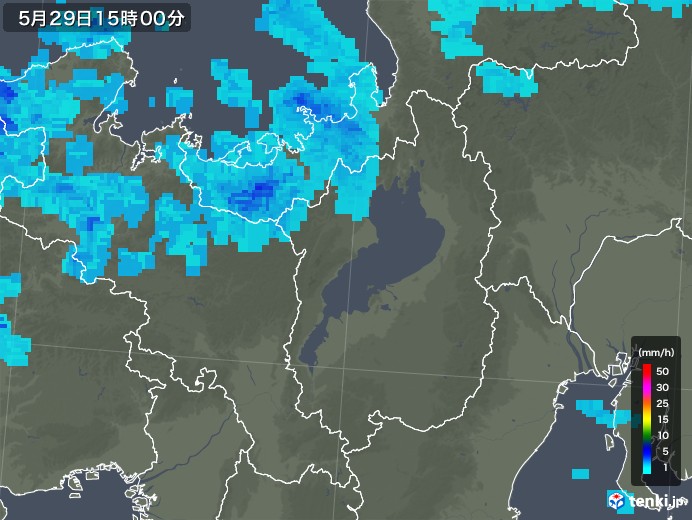 滋賀県の雨雲レーダー(2018年05月29日)