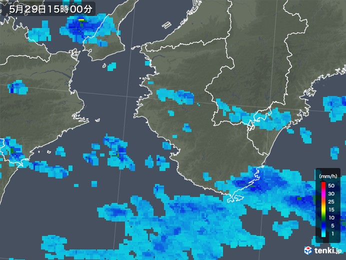 和歌山県の雨雲レーダー(2018年05月29日)