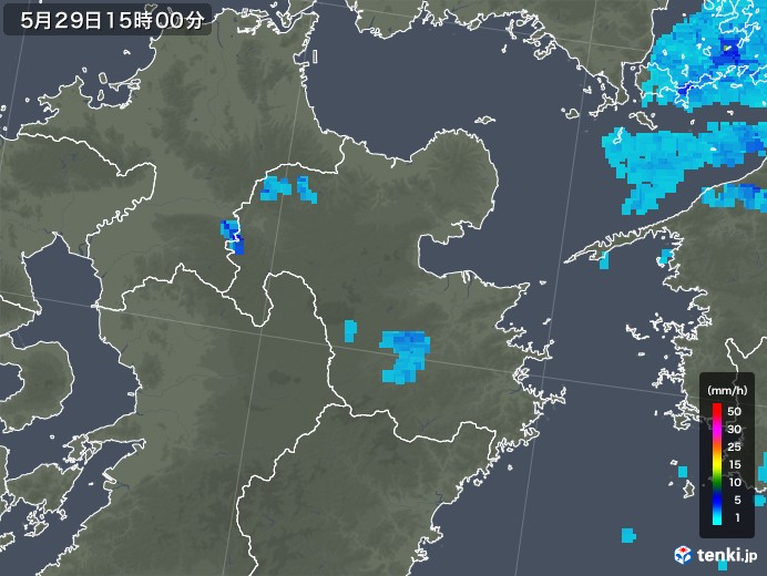 大分県の雨雲レーダー(2018年05月29日)