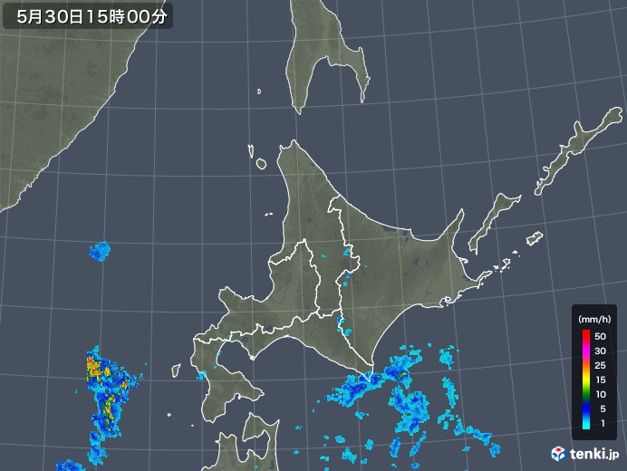 北海道地方の雨雲レーダー(2018年05月30日)