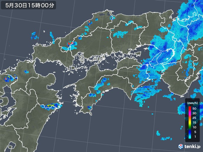 四国地方の雨雲レーダー(2018年05月30日)