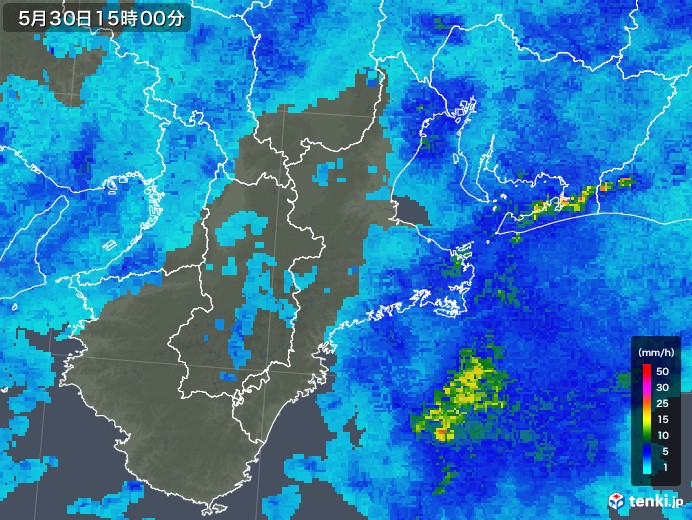 三重県の雨雲レーダー(2018年05月30日)
