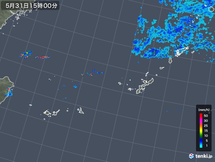 沖縄地方の雨雲レーダー(2018年05月31日)
