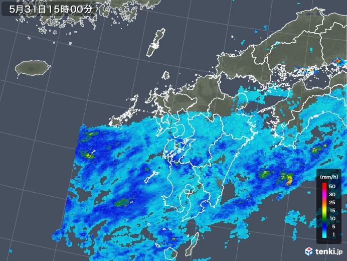 九州地方の雨雲レーダー(2018年05月31日)