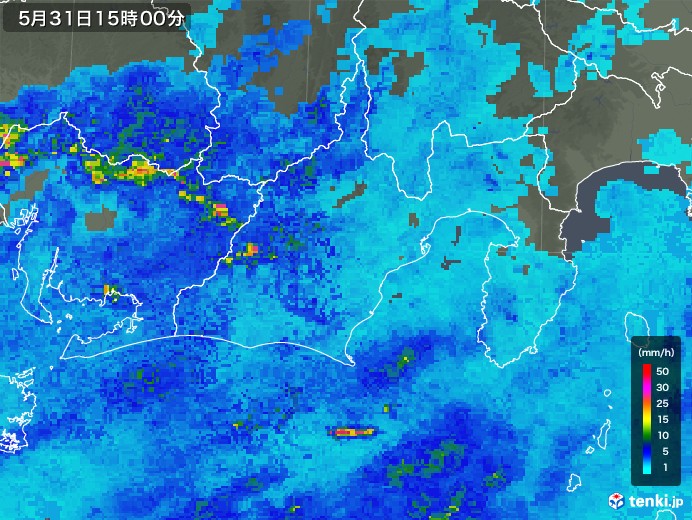 静岡県の雨雲レーダー(2018年05月31日)