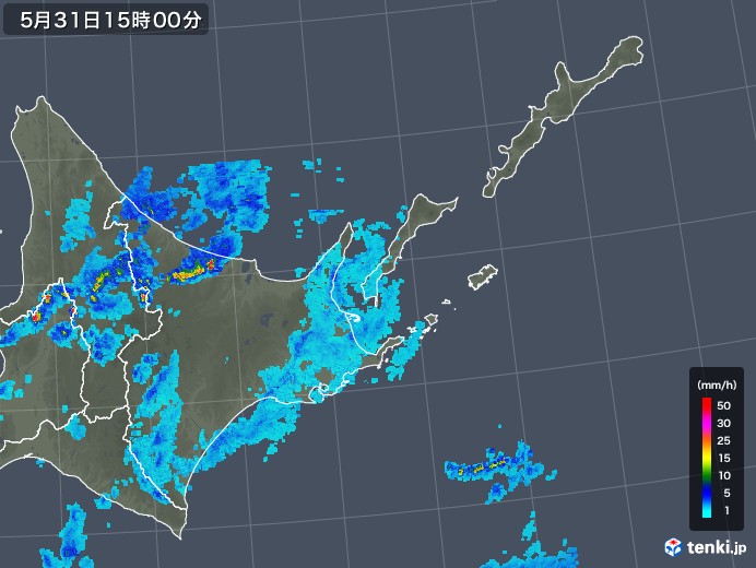 道東の雨雲レーダー(2018年05月31日)