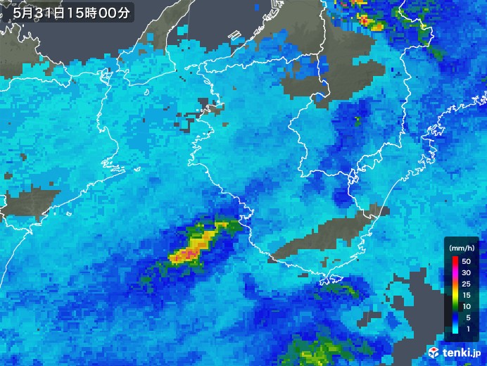 和歌山県の雨雲レーダー(2018年05月31日)
