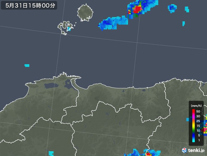 鳥取県の雨雲レーダー(2018年05月31日)