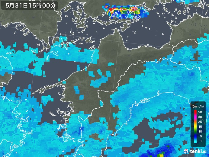 愛媛県の雨雲レーダー(2018年05月31日)