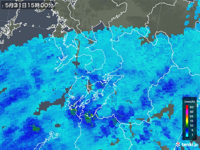 熊本県の雨雲レーダー(2018年05月31日)