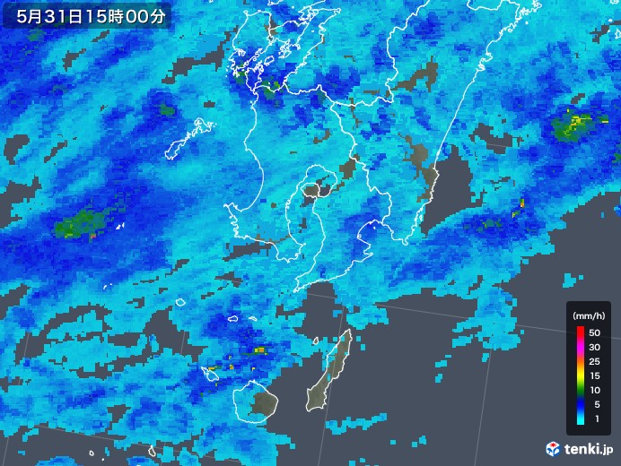 鹿児島県の雨雲レーダー(2018年05月31日)