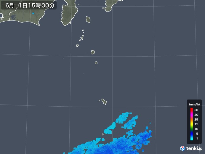 伊豆諸島(東京都)の雨雲レーダー(2018年06月01日)