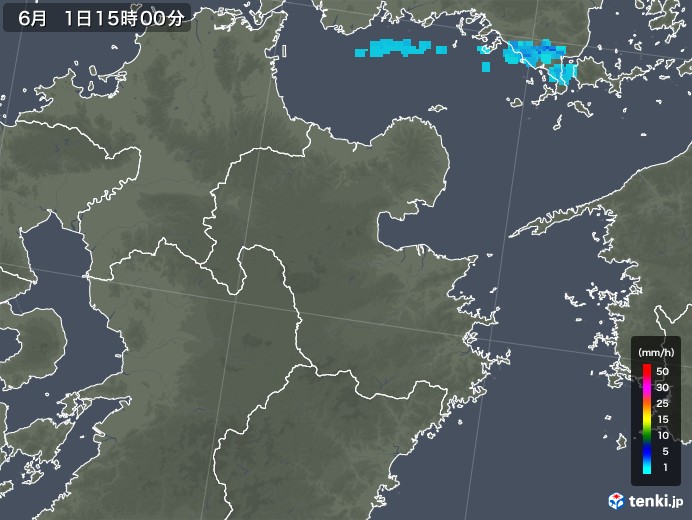 大分県の雨雲レーダー(2018年06月01日)