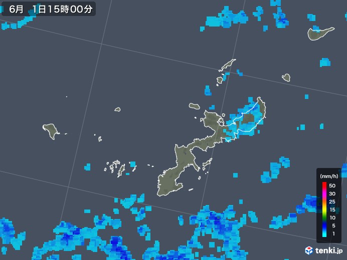 沖縄県の雨雲レーダー(2018年06月01日)