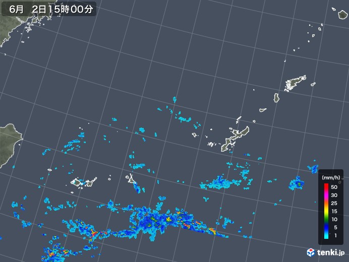 沖縄地方の雨雲レーダー(2018年06月02日)